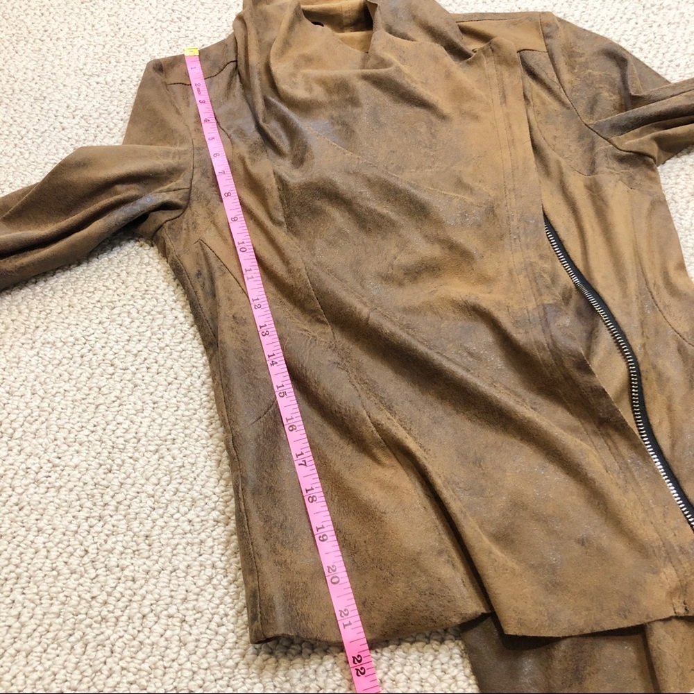 Zara Vegan Suede Leather Moto Brown Jacket XS - Picture 10 of 10